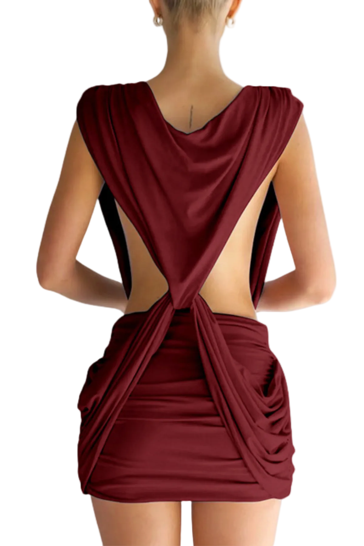 Boonea Draped Mini Dress - Wine