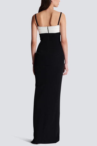 Bruna Two-Tone Split Maxi Bandage Dress