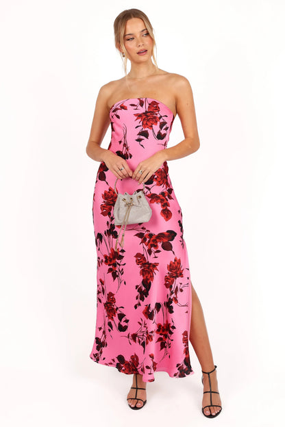 bryden strapless maxi dress in rose pink