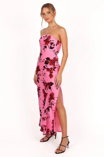 bryden strapless maxi dress in rose pink