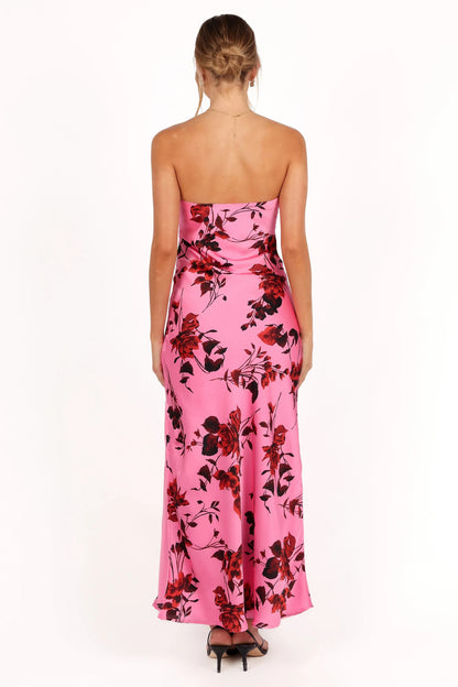 bryden strapless maxi dress in rose pink
