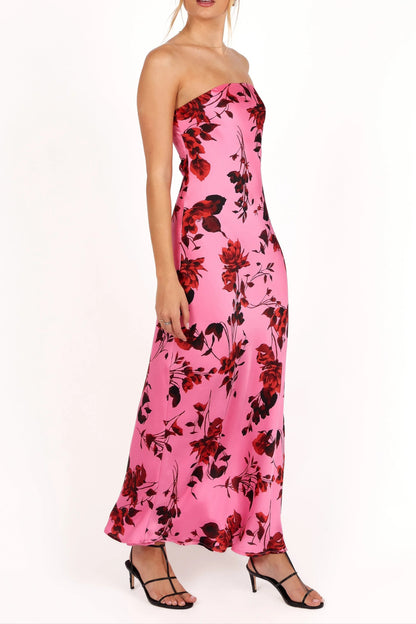 bryden strapless maxi dress in rose pink