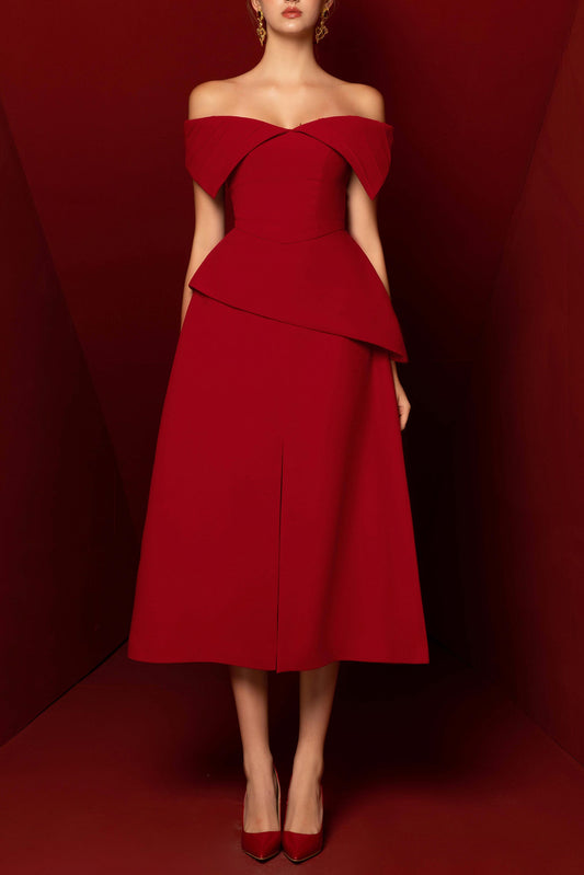 Harper Off-shoulder Set in red