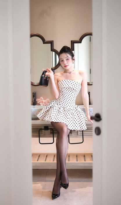 Lumi Dot Strapless Mini Dress
