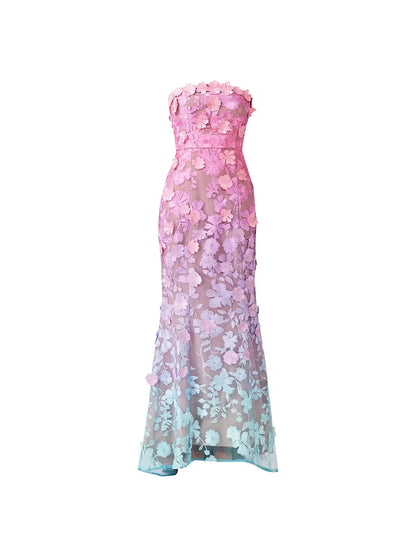 Off-Shoulder Sleeveless Gradient Dress