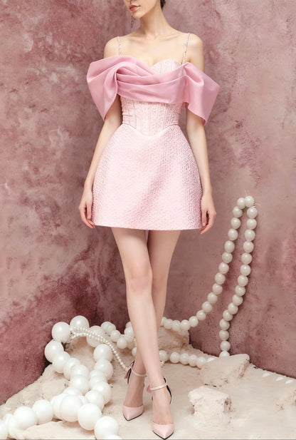 STRAP CORSET MINI DRESS IN PINK