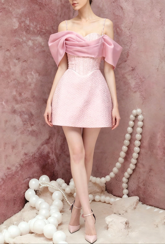 STRAP CORSET MINI DRESS IN PINK