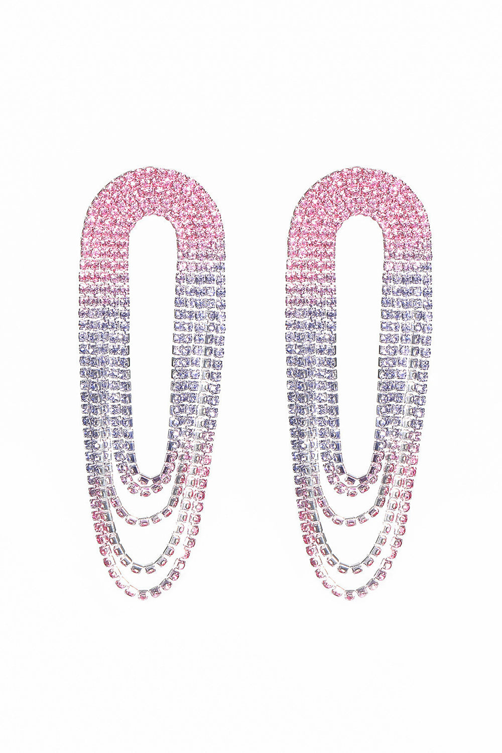 Fashionable Gradient Color Tassel Large Earrings