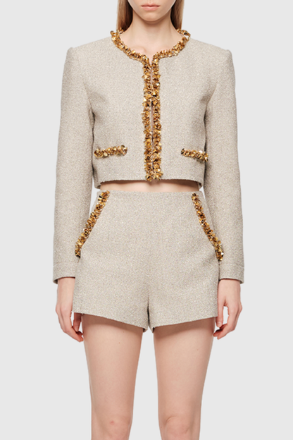 evangeline Sequin Jacket in apricot