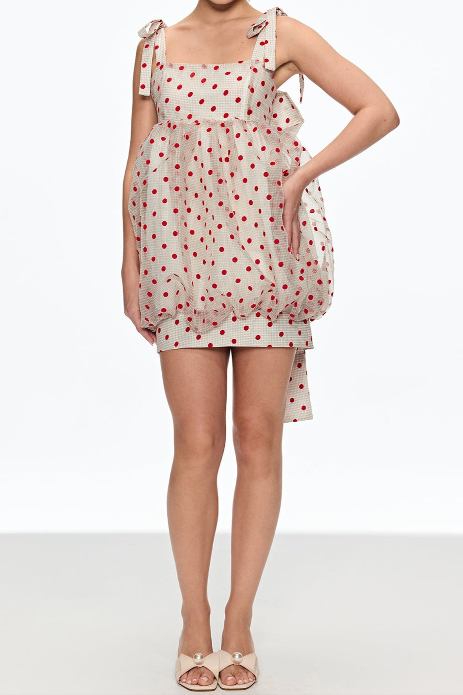 jennifer Dot Grid Bow Mini Dress