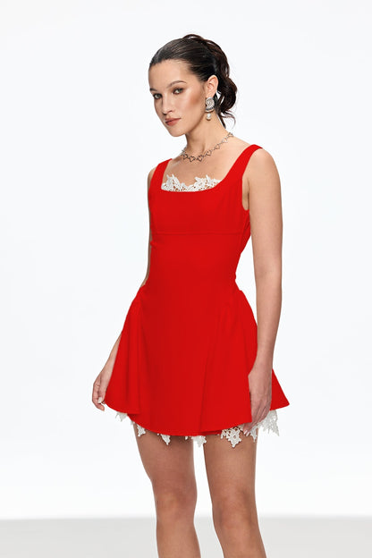 lorraine Sleeveless Mini Dress In Red