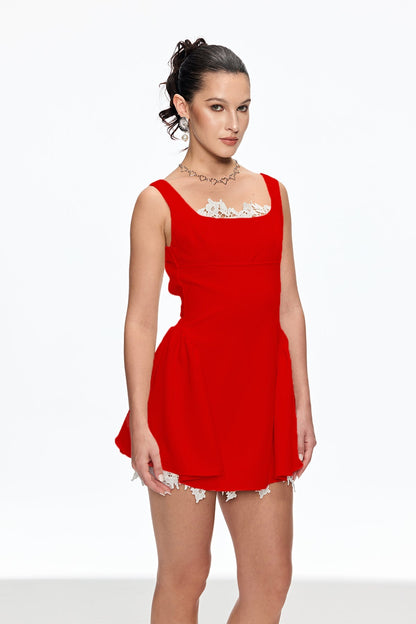 lorraine Sleeveless Mini Dress In Red