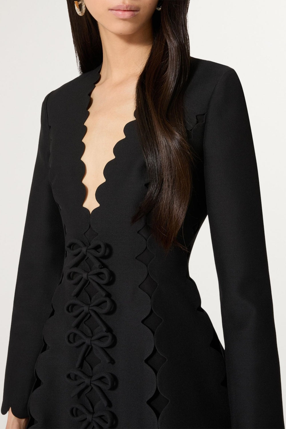Bow Scalloped Mini Dress