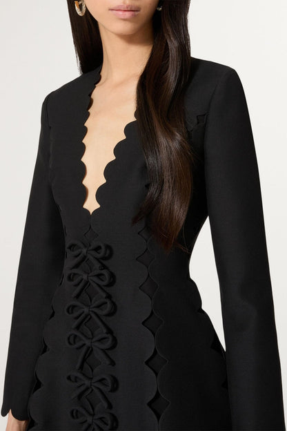 Bow Scalloped Mini Dress