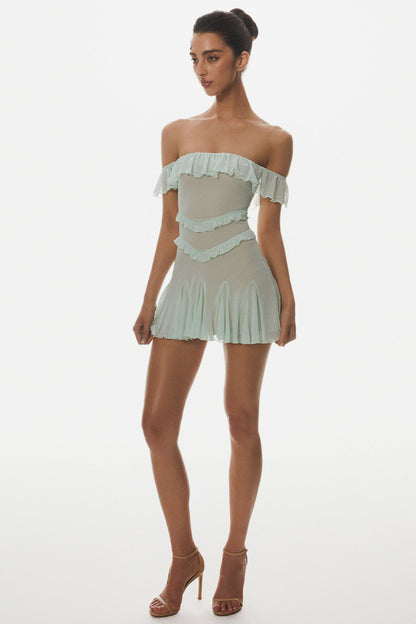 Charelle Off Shoulder Ruffle Mini Dress