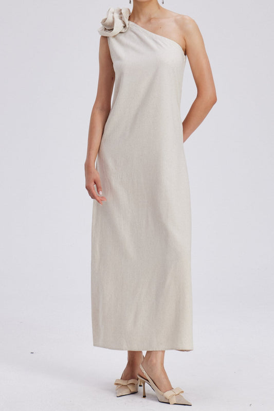 Charlotta Flower One Shoulder Maxi Dress