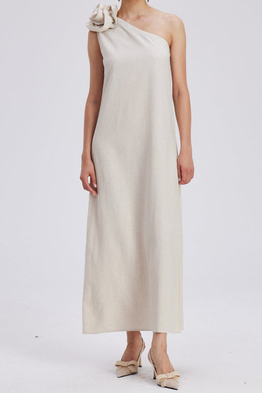 Charlotta Flower One Shoulder Maxi Dress