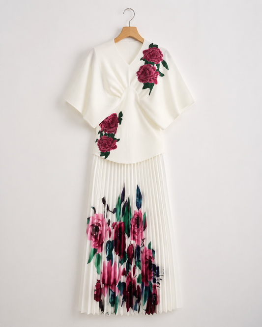Floral Pleated Two Piece Set