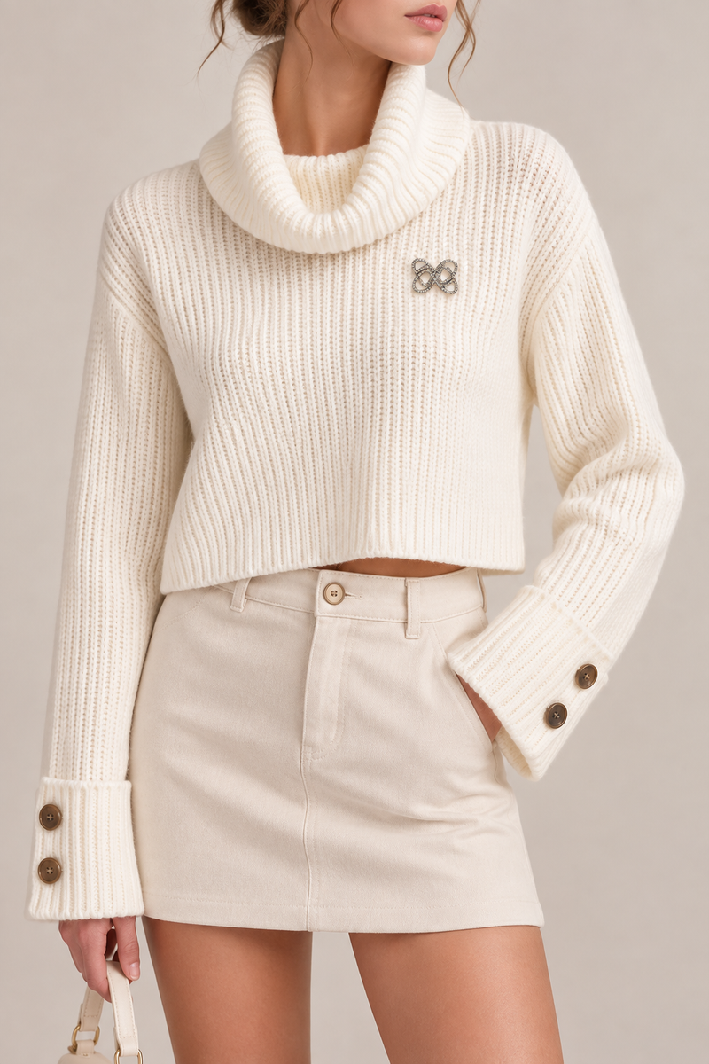 off-white ribbed knit boxy and cropped sweater