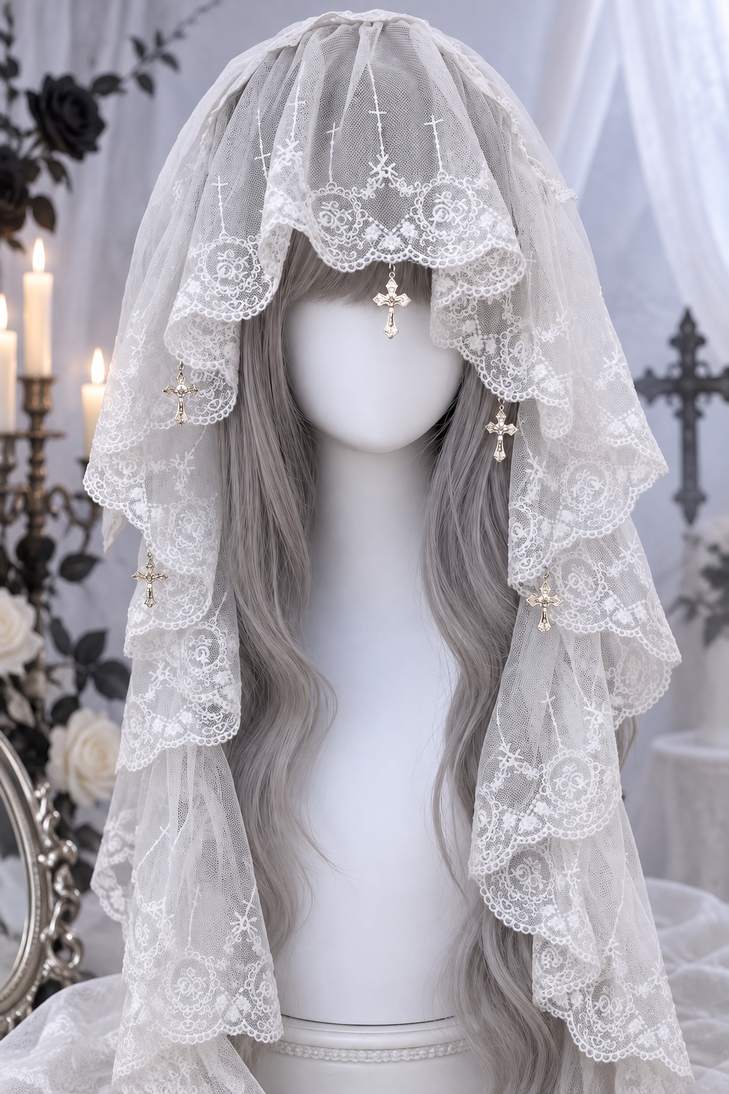 White Gothic Lace Veil