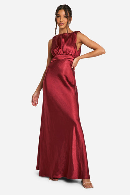 Satin Cowl Back Maxi Dress