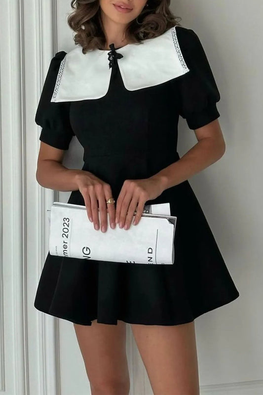 CHLOE DOLL COLLAR PUFF SLEEVE MINI DRESS