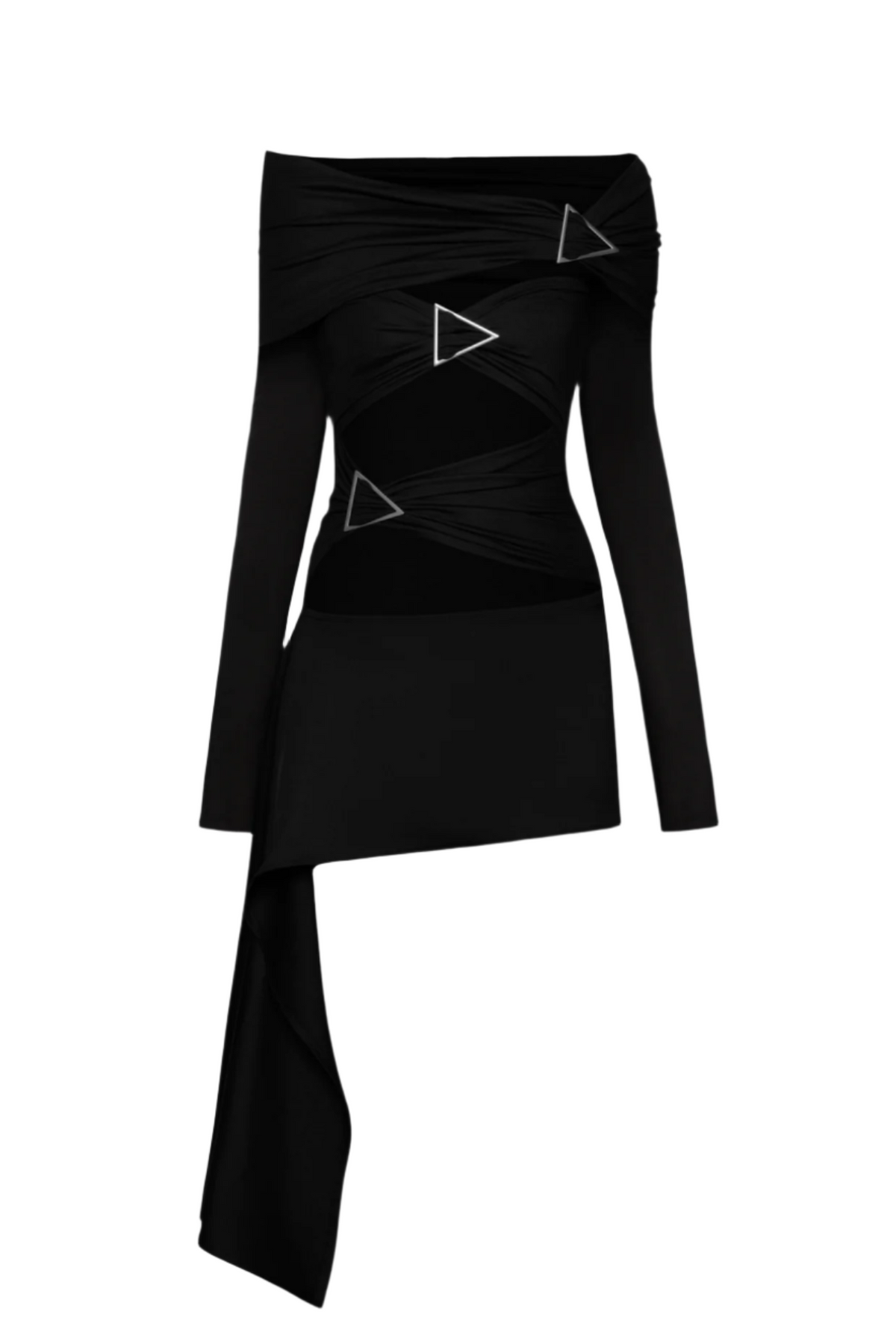 Christe Asymmetric Cutout Mini Dress