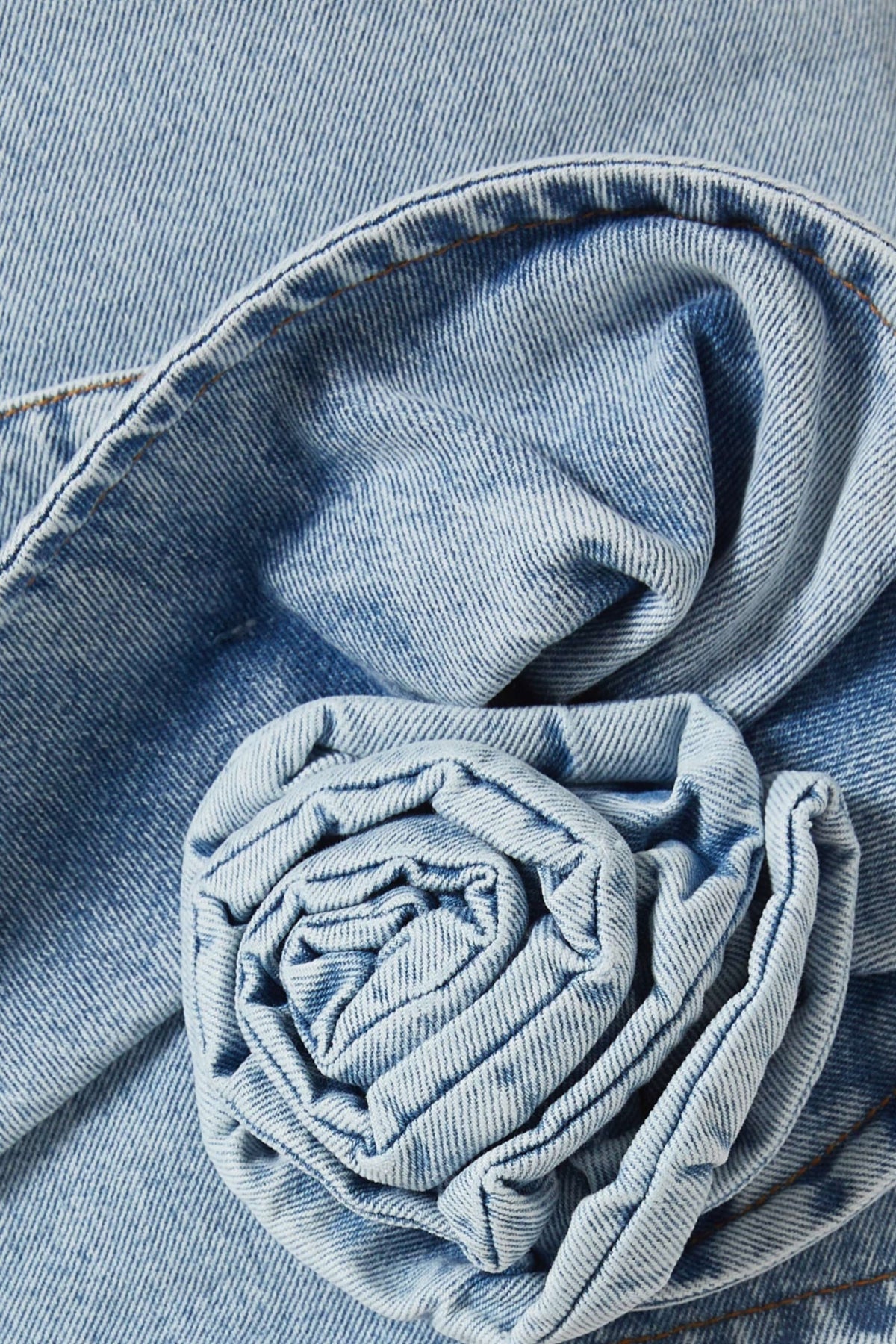 Floral Appliqué Halter Denim Mini Dress