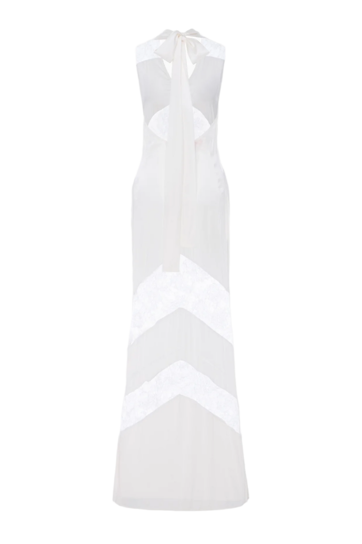 Clora Satin Halter Lace Maxi Dress - White