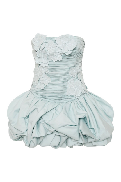 Coleka Floral Appliqué Strapless Mini Dress