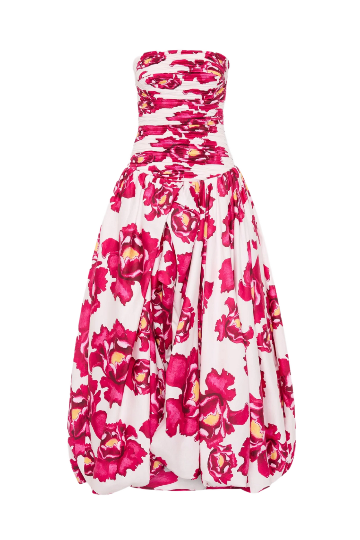 Coleka Floral Print Strapless Ruched Maxi Dress - Pink