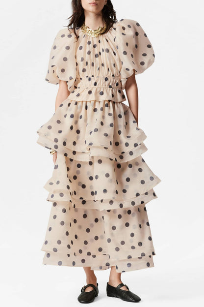 Colette Polka Dot Ruffle Skirt Two Piece Set