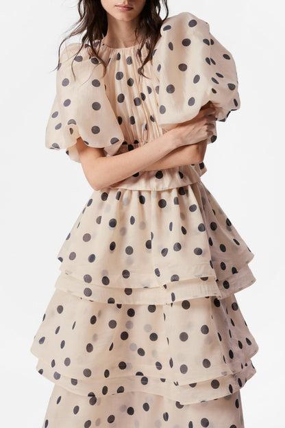Colette Polka Dot Ruffle Skirt Two Piece Set