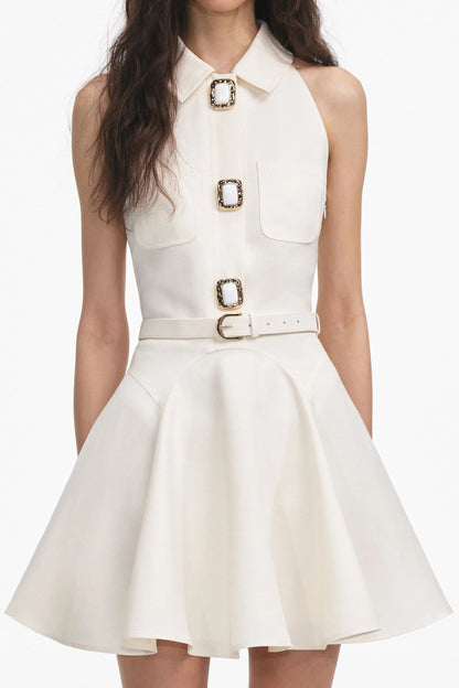 Cream Linen Mini Dress