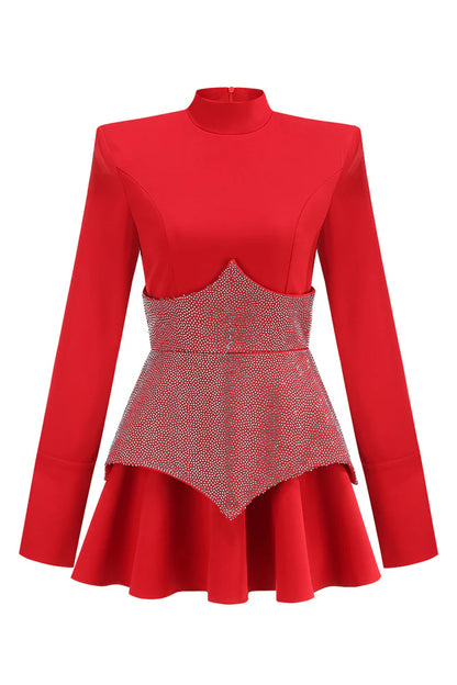 atalanta Keilani Red Long Sleeve Mini Bodysuit