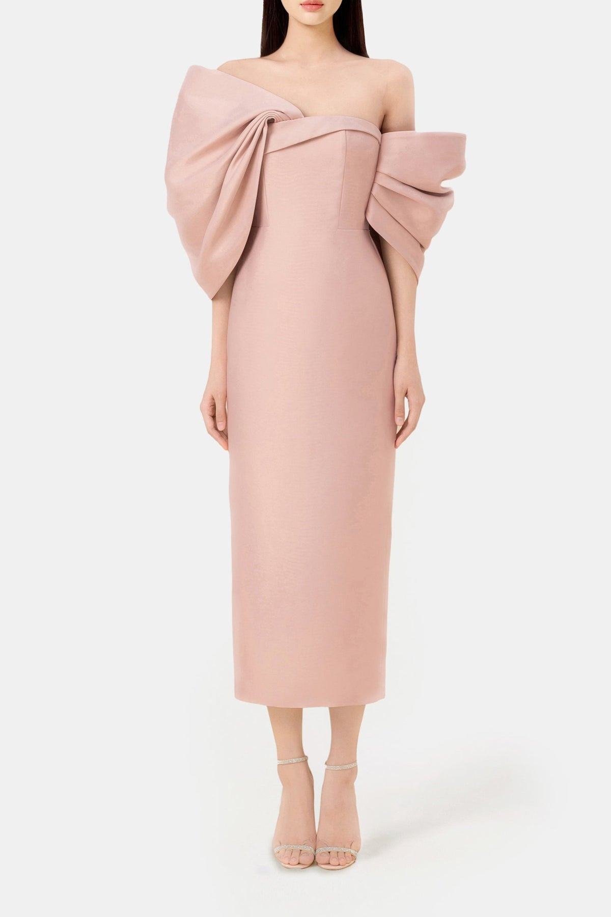PINK  BIG BOW MIDI DRESS