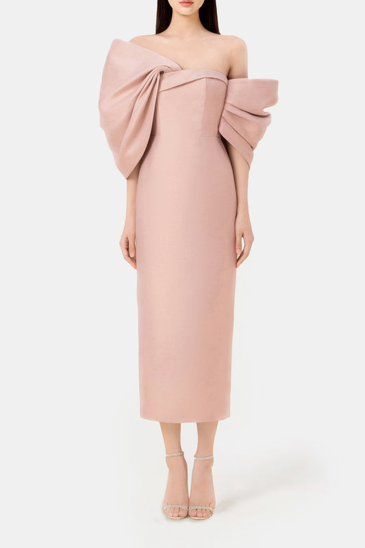 PINK  BIG BOW MIDI DRESS