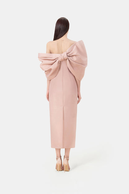 PINK  BIG BOW MIDI DRESS