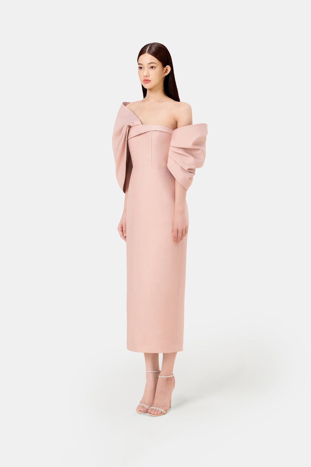 PINK  BIG BOW MIDI DRESS