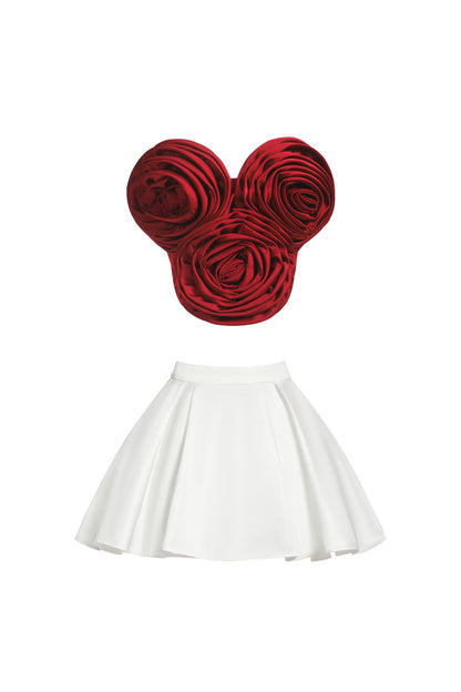 Neela 3d Flower Strapless Waist Mini Dress