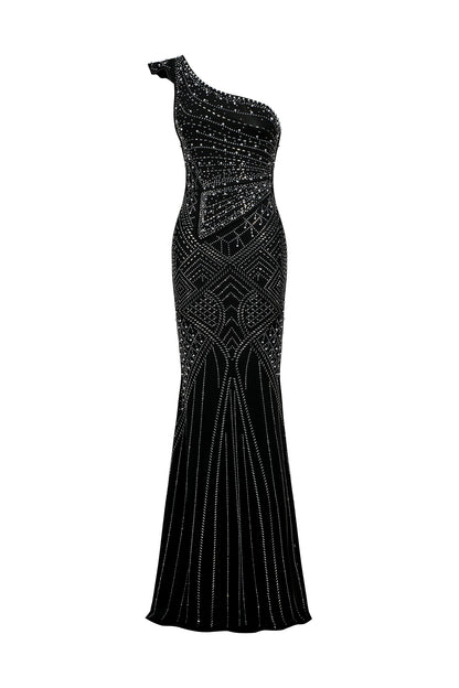 Ferina Skew Collar Diamond Maxi Dress