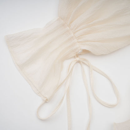Zéphyrine floral-appliqué tiered mini dress in Neutrals