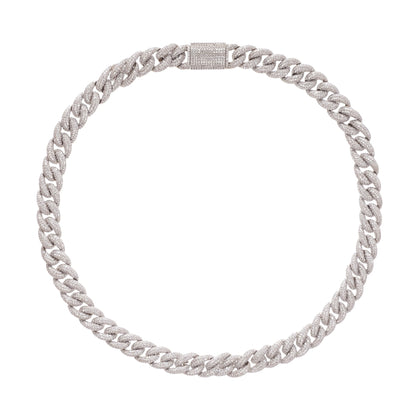 Frida Silver Tone Cuban Link Crystal Embellished Necklace