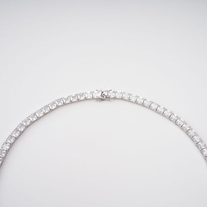 Avril Silver Tone Square Cut Crystal Embellished Necklace