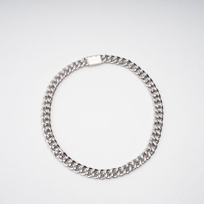 Frida Silver Tone Cuban Link Crystal Embellished Necklace