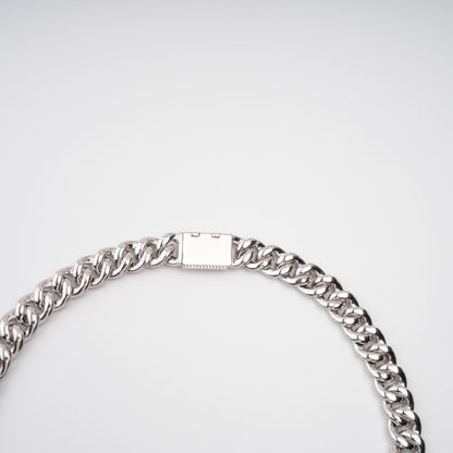 Frida Silver Tone Cuban Link Crystal Embellished Necklace
