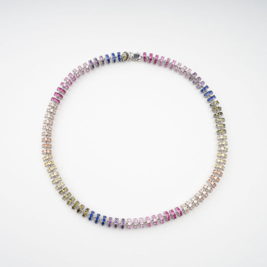 Sandrine Multicolor Crystal Embellished Sterling Silver Necklace