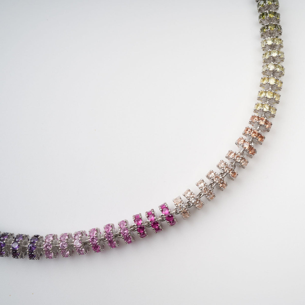 Sandrine Multicolor Crystal Embellished Sterling Silver Necklace