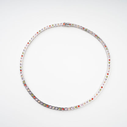Avril Multicolor Square Cut Crystal Embellished Necklace