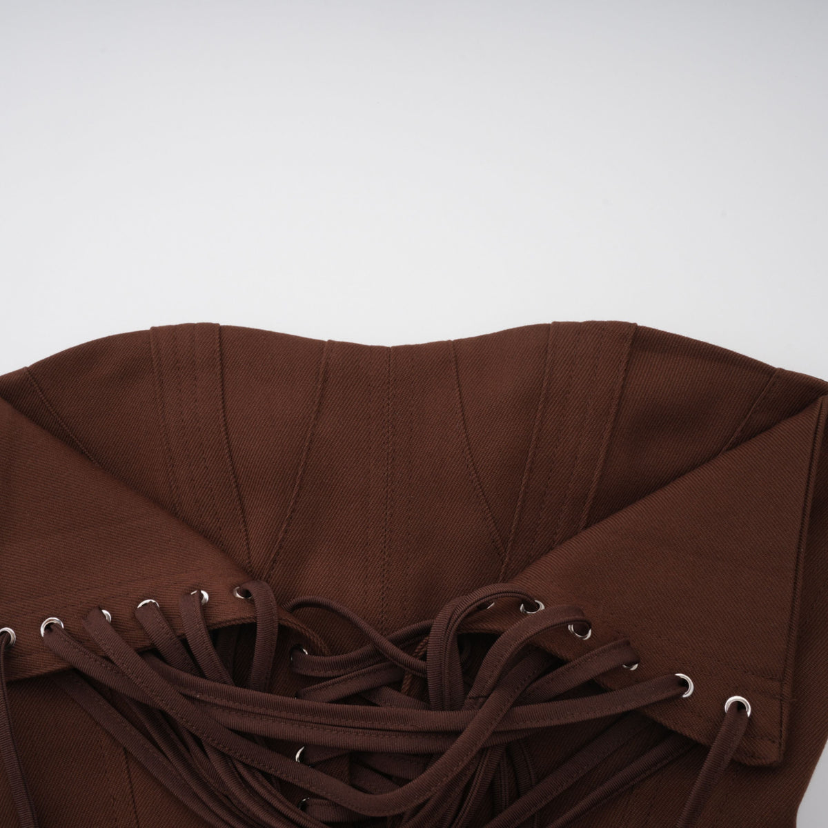 Strapless Wrap Lace-Up Back Brown Corset Top